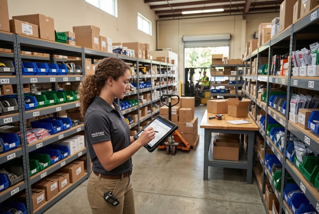 small business warehouse inventory manager tablet