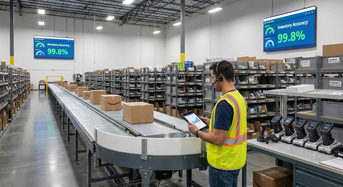 warehouse worker assures inventory accuracy